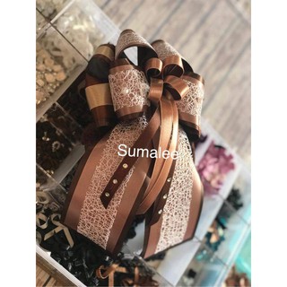 เน็ตติดผม Sumalee งาน Handmade สีน้ำตาล คาดตาข่ายขาว