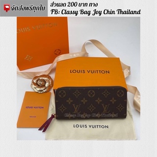 [งานออ ริ]🔥ห ลุ ย ส์ กระเป๋าสตางค์ใบยาว สีน้ำตาลลายดอกด้านในสีเลือดหมู 19cm. 🔥ภาพถ่ายงานจริงทุกภาพค่ะ