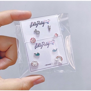 LLRB | ต่างหูเงิน 925 set 4 คู่ กระต่าย/ชูปาชุ้ป/ปลาสีฟ้า/เมฆสายรุ้ง