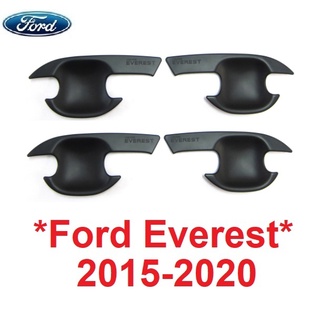 สีดำด้าน ถาดรองมือเปิดประตู Ford Everest SUV 2015 - 2021 เบ้ารองมือ ฟอร์ด เอเวอเรสต์ ถ้วยรองมือเปิด เบ้ามือ เบ้ากันรอย