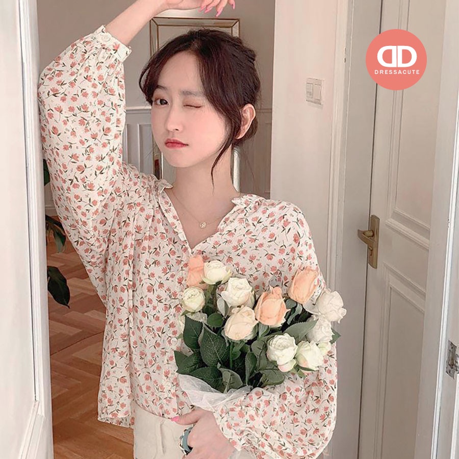 ❤️ 675 เสื้อแขนยาว กระดุมหน้า ลายดอกไม้  - เสื้อทำงาน เสื้อลำลอง - รูปที่ 6