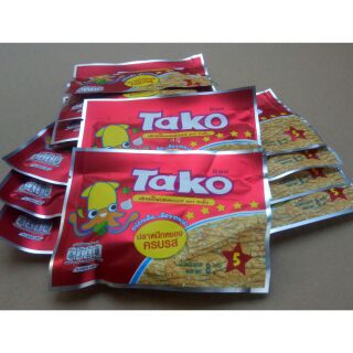 TAKO ทาโกะ ปลาหมึกหยองครบรส ขนาด 8กรัม/ซอง แพ็คละ12ซอง