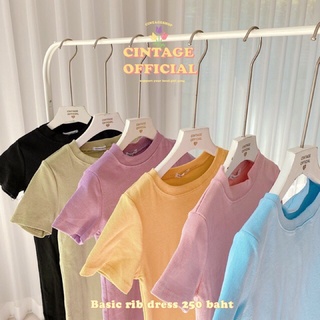 เดรส cintage basic rib dress สีเหลือง ของใหม่ไม่เคยใส่ค่า