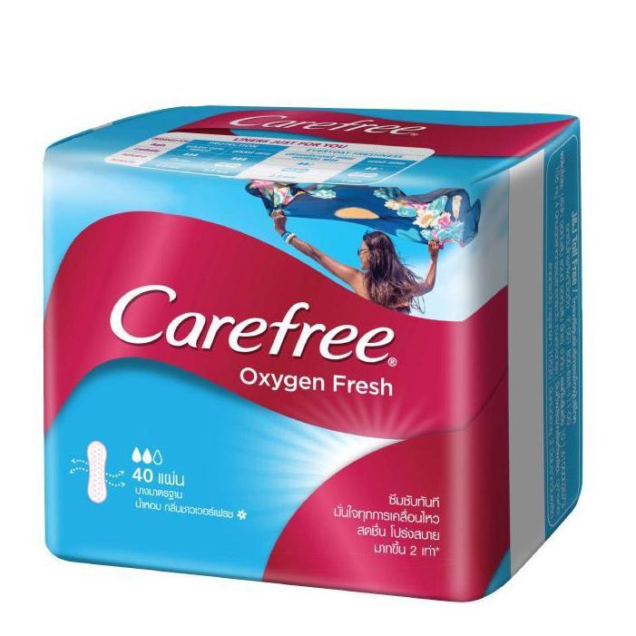 แคร์ฟรี แผ่นอนามัย ออกซิเจน เรคกูล่า 40 ชิ้น x 4 Carefree Panty Liner