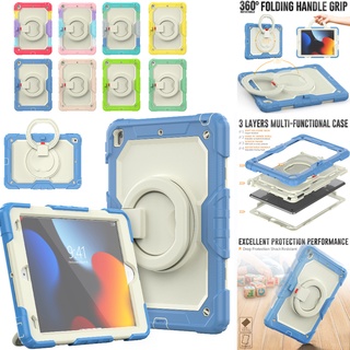 Shockproof iPad Tablet Case iPad 5th/6th Gen 9.7 2017/2018 iPad Air 2 Pro 9.7 inch iPad 7th 8th 9th Gen 10.2 iPad Air 4 10.9 Pro 11 Heavy Duty Rugged 360 Swivel Stand 3 Layer Protection Soft Silicone Hard Plastic Full body Anti-fall Kid Tablet Case Cover
