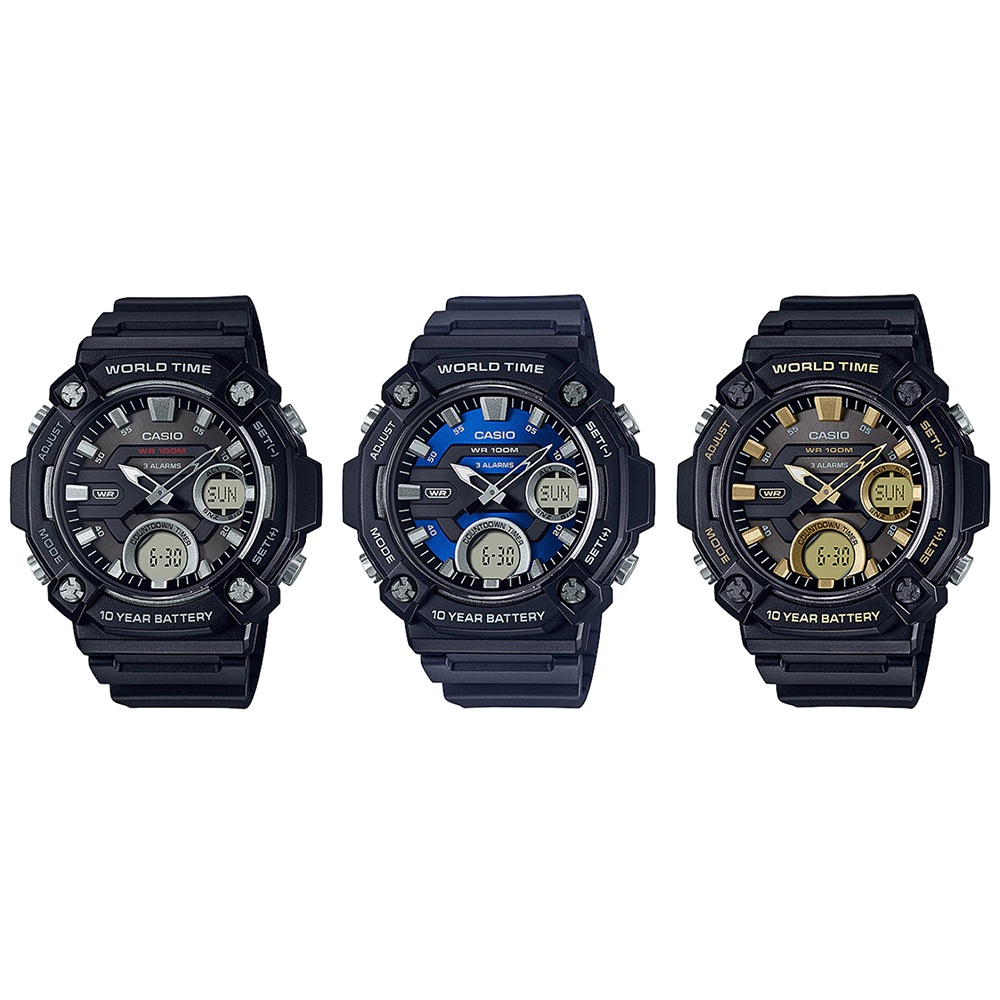 Casio Standard นาฬิกาข้อมือผู้ชาย สายเรซิ่น รุ่น AEQ-120AEQ-120W (AEQ ...