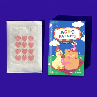 เเผ่นเเปะสิว รักษาสิว สูตรไฮโดรคอลลอยด์ hydrocolloid acne patch 1เเผ่นมี12ชิ้น