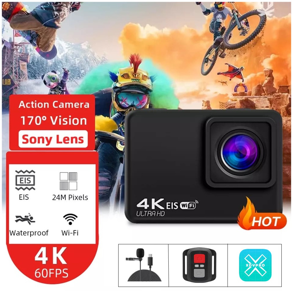 Nanotech Actionกล้อง 4K 60FPS EIS ACTION CAMERA มีระบบกันสั่น ต่อไมค์ ...