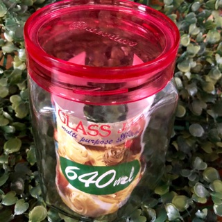 ขวดโหลแก้ว6เหลี่ยมฝาสี 640ml🛎