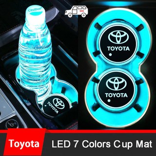 1/2 ชิ้น Toyota รถ LED ที่วางแก้ว ชาร์จ USB ที่รองแก้วในรถเปลี่ยนสีอารมณ์โคมไฟอุปกรณ์เสริม