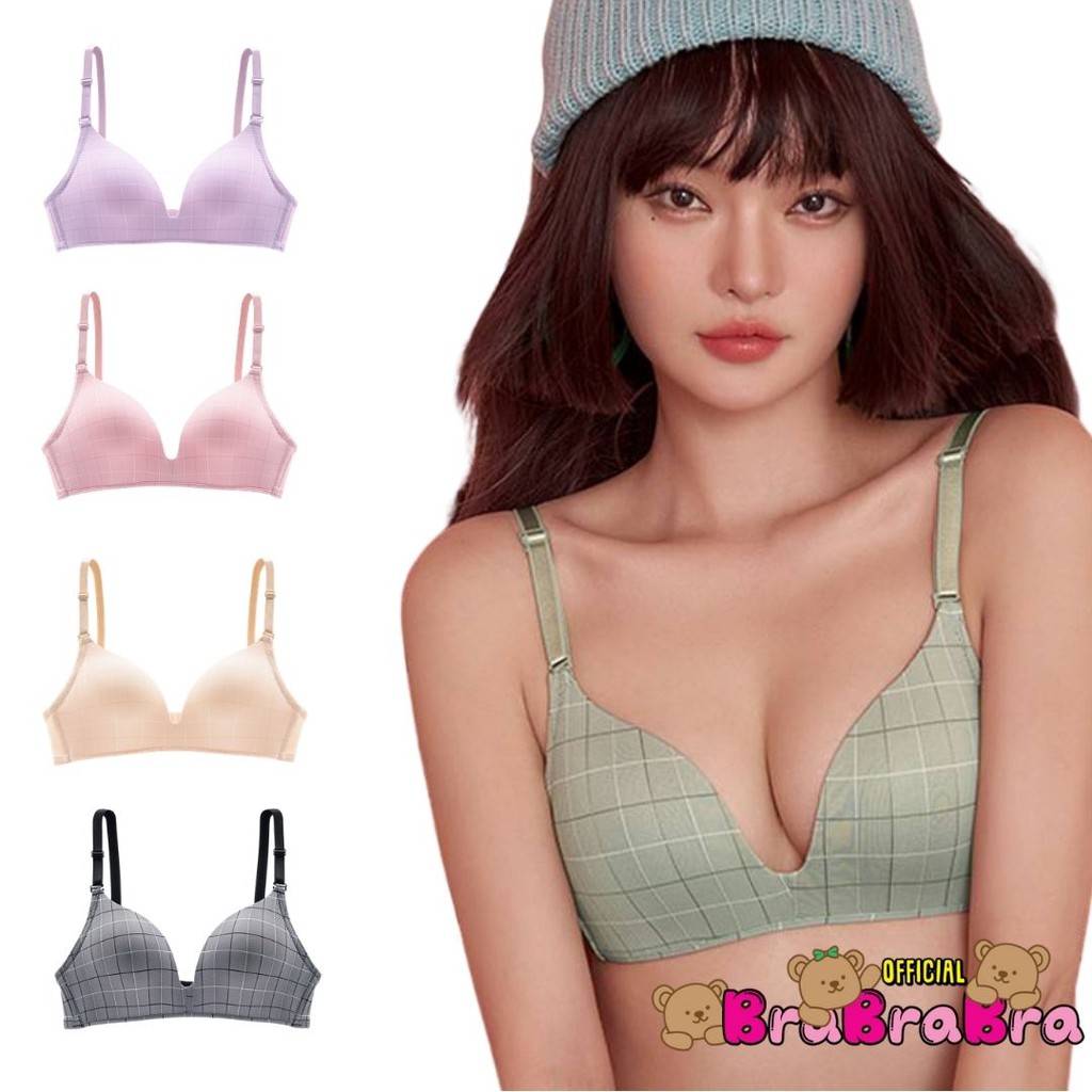 [ส่งจากไทย] 𝑩𝒓𝒂𝑩𝒓𝒂𝑩𝒓𝒂  #bra-114 บราไร้โครง ลายตาราง