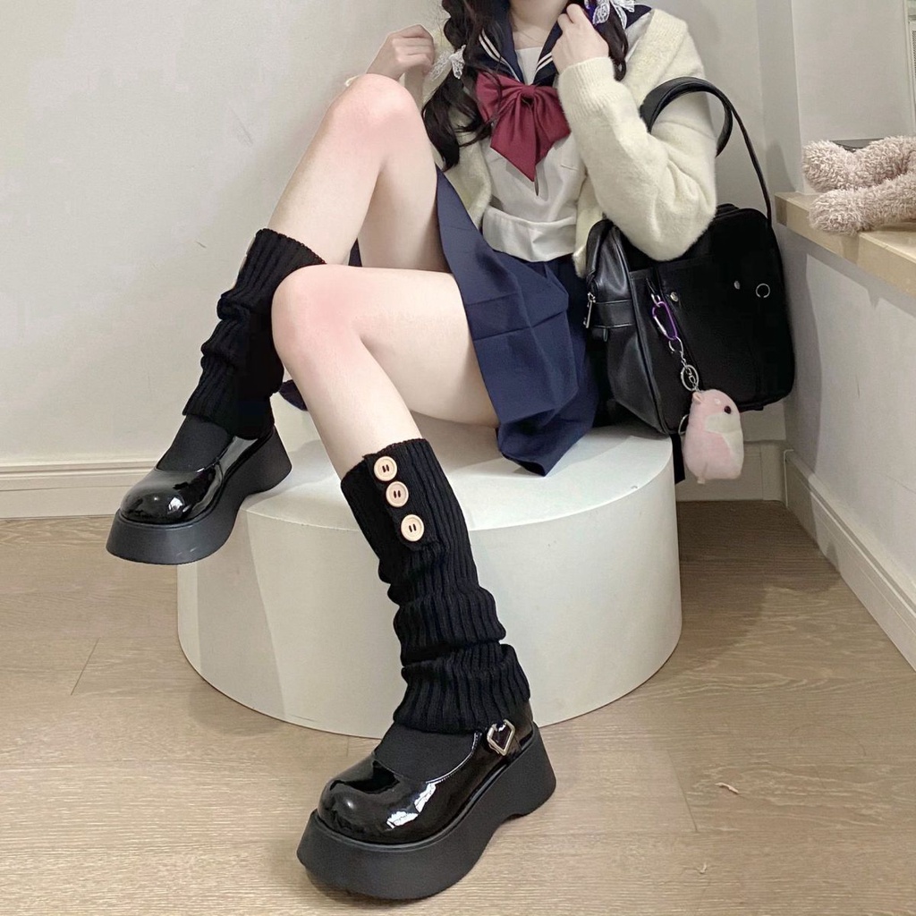 ถุงเท้ายาว ผ้าถักโครเชต์ ให้ความอบอุ่น สีขาว แฟชั่นฤดูใบไม้ร่วง และฤดูหนาว สไตล์โลลิต้า สําหรับผู้หญิง - รูปที่ 2