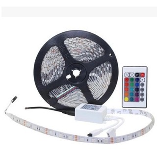 *ไฟเส้นLED 12V Strip ชุดไฟ LED เส้น รุ่น 5050 RGB ชนิดสลับสี พร้อมรีโมทย์ 24W 5เมตร