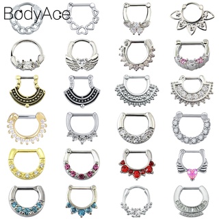 Bodyace จิวเจาะจมูก สเตนเลส คริสตัล โอปอล รูปหัวใจ 16 กรัม 1 ชิ้น