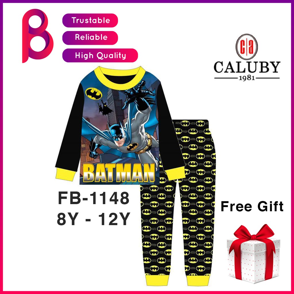 Caluby ชุดนอนเด็ก 8 ถึง 12 ปีเด็กชาย Batman Baju Tidur Batman Baju ชุดนอนชุดนอน FB1148