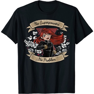 เสื้อยืด พิมพ์ลาย Marvel Black Widow No Superpowers No Problem Portrait สําหรับผู้ใหญ่Size S-5XL