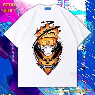 เสื้อยืด ขนาดใหญ่ พิมพ์ลาย Psycho Crucify Naruto + Kurama | หินล้างทําความสะอาด | เสื้อยืด ขนาดใหญ่ | สไตล์วินเทจ | เสื้