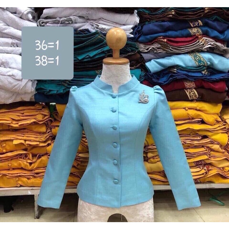 เสื้อไหมหม่อนทรงจิตรลดาอัดผ้ากาวทั้งตัวงานสวยเย็บละเอียดมากค่ะ - รูปที่ 3