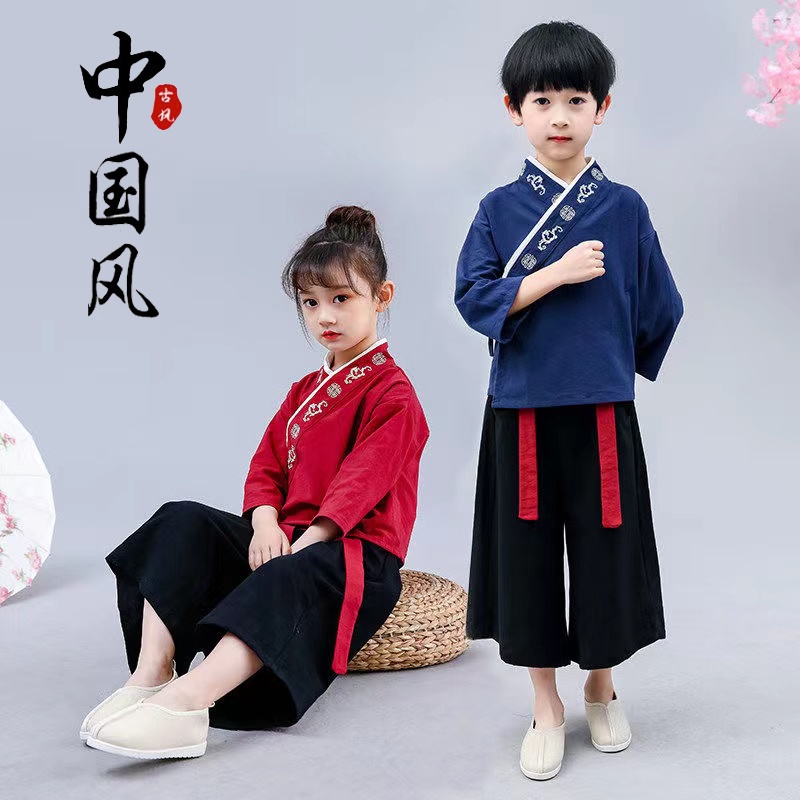 Cny ชุดฮั่นฝู สไตล์จีน เทศกาลปีใหม่ ฤดูใบไม้ผลิ สําหรับเด็กผู้ชาย และเด็กผู้หญิง