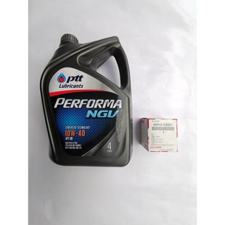 PTT Performa NGV 10W40 สำหรับเครื่องยนต์ติดแก้ส 4 ลิตร + กรองน้ำมันเครื่อง TOYOTA 16 วาว์ล แท้เบิกศูนย์ 90915-YZZE1