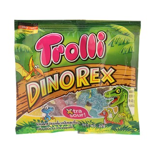 ทรอลลี่ไดโนเร็กซ์เยลลี่รสเปรี้ยวกลิ่นผลไม้ 32กรัม Trolli Dinorex Fruit Flavored Sour Jelly 32g.