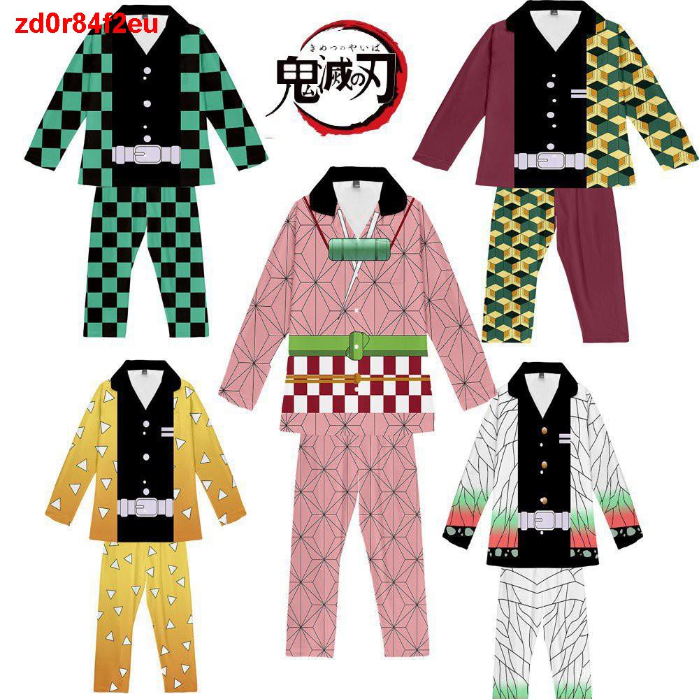 ❤️ชุดคอสเพลย์ Anime เสื้อดาบพิฆาตอสูร ชุดชิโนบุ Demon Slayer Kimetsu No Yaiba Kids Long Sleeve  Pajama Suit Cosplay Kama