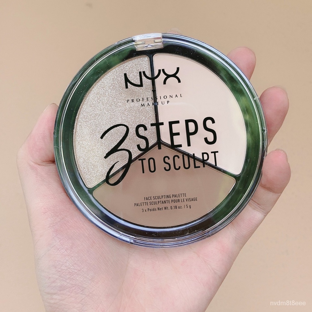 NYX 3 STEPSXianmu แป้งซ่อมแซมสามสีในหนึ่งเดียวเงาจมูกเงาสามในหนึ่งบลัชออนแผ่นซ่อมแซมไฮไลท์ 7SKW