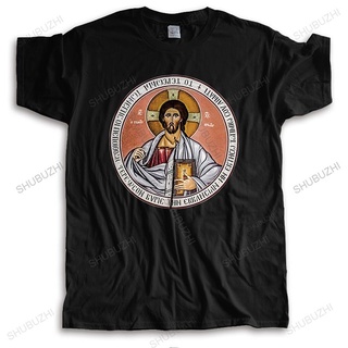 [S-5XL] 【Sporty Style】gildan เสื้อยืดคอกลม ผ้าฝ้าย 100% พิมพ์ลาย Jesus Greek Orthodox Iconography แนวตลก ขนาดใหญ่ สีดํา