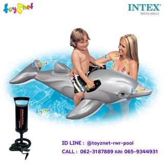 Intex แพยาง แพเป่าลม ปลาโลมาน้อย สีเทา 1.75x0.66 ม. รุ่น 58535 + ที่สูบลมดับเบิ้ลควิ๊ก วัน