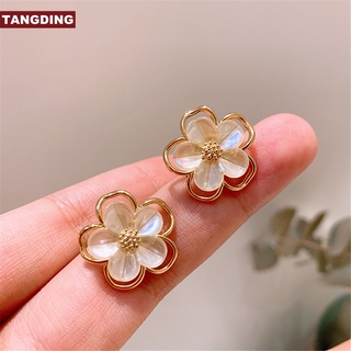 【COD Tangding】Simple Flower Earrings Retro Gentle Super Fairy Girl Earstuds