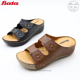 Bata บาจา รองเท้าแตะแบบสวม หนังแท้ พื้นนุ่ม ไซส์ 36-40 (3-7) (รหัส 661-4406,661-6406)