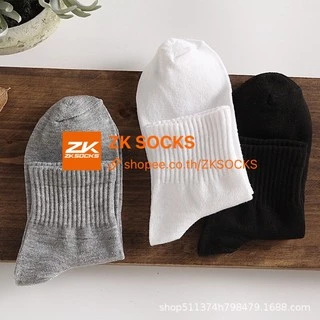 ถุงเท้าข้อกลาง ถุงเท้างานไทย คุณภาพดี พร้อมส่ง🧦 ดำ ขาว เทาZKSOCKS