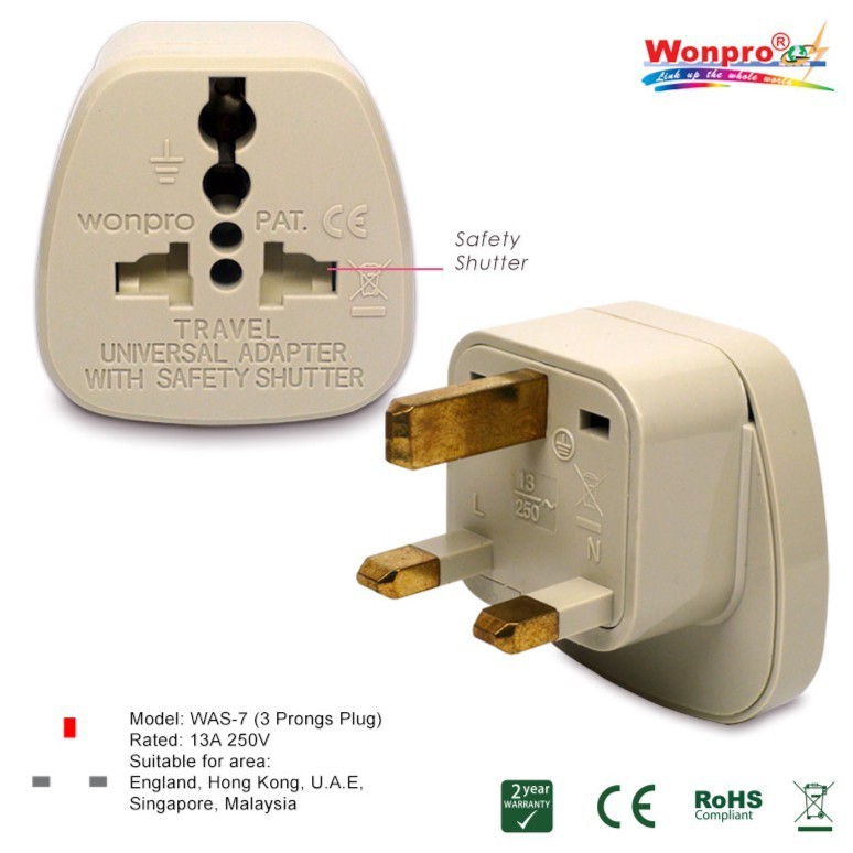 WONPRO Travel Adapter W/SS - WAS-7