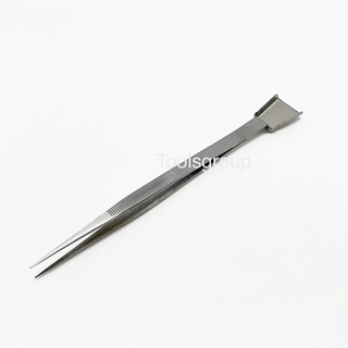 ปากคีบเพชร ปากรีบพลิย ปากคีบพร้อมที่ตัก ปากคีบยาวขนาด18Cm