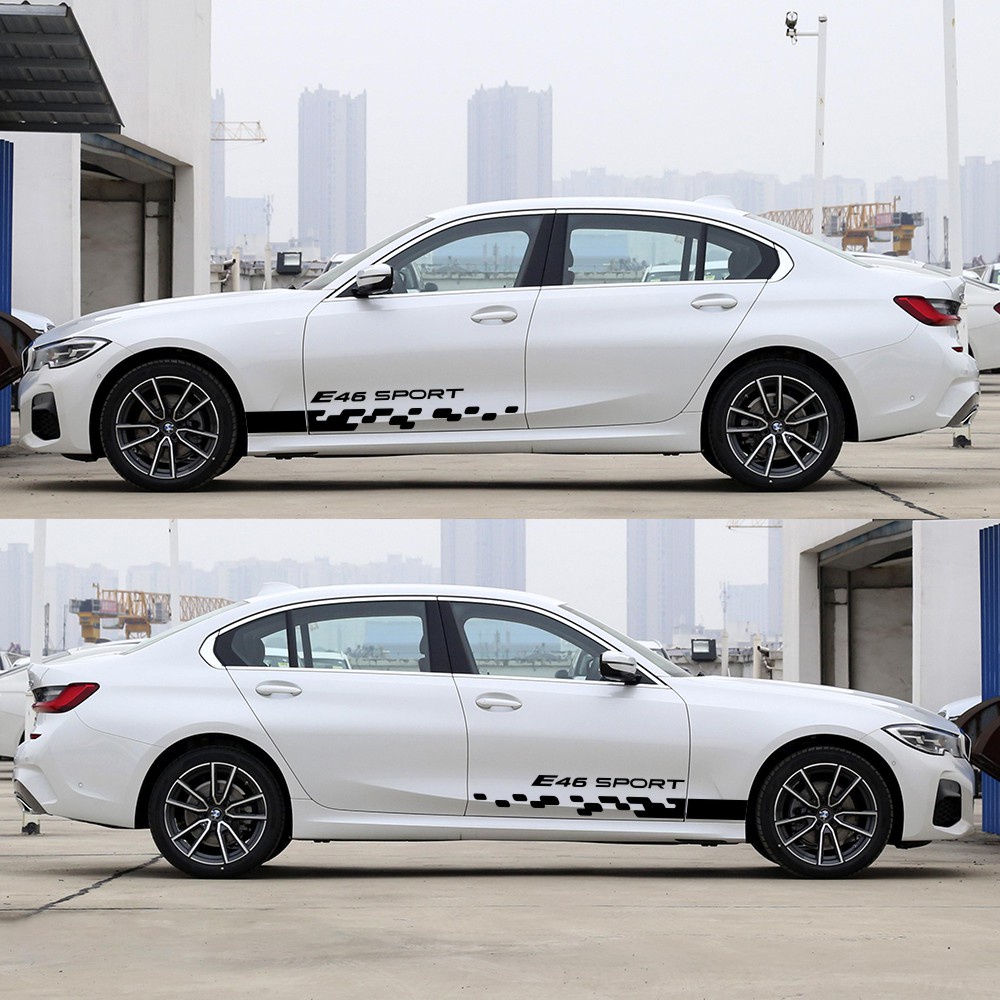 ใหม่ 2PCS รถด้านข้างกระโปรงกีฬา Body Decal สติกเกอร์สําหรับ BMW E90 E92 E93 E46 F20 F21 F30 F31 F32 