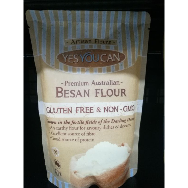 BESAN FLOUR (YES YOU CAN BRAND) แป้งถั่วลูกไก่ 100% เบซั่น ฟลาว 375 g ส่งฟรี