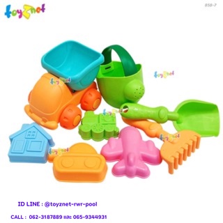 Toyznet ชุดตักทราย Soft Material บัวรดน้ำเขียว-ส้ม รุ่น 858-7