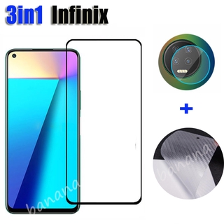 3in1 Infinix Smart 5 Infinix Note 8 7 7Lite Tempered Glass Film +Back Film+Camera Lens Film For Infinix Hot 10 8 9 Play Glass Protection Film