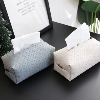 Nordic Style Leather Woven Tissue Box/Fashion Simple Toilet Paper Cover/Napkin Storage Bag/Tissue Holder/Car Tissue Box