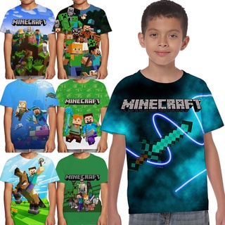 Minecraft เสื้อยืดแขนสั้นลําลอง สไตล์สตรีท แฟชั่นฤดูร้อน สําหรับเด็กผู้ชาย และเด็กผู้หญิง