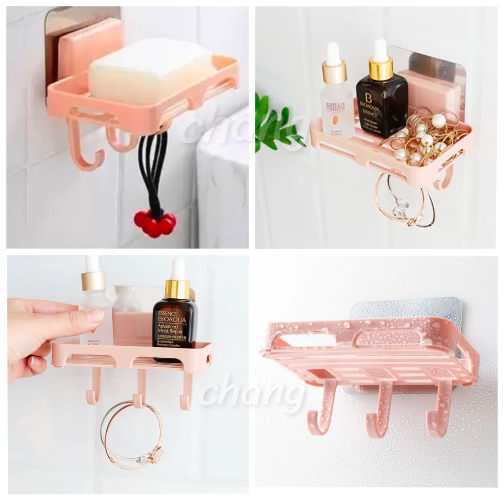 😊พร้อมส่ง ที่วางสบู่ติดผนัง พร้อมขอแขวน(แถมที่ติด) ที่ใส่เอนกประประสงค์ CH0630📌โปรดอ่านรายละเอียดก่อนสั่งซื้อค่ะ