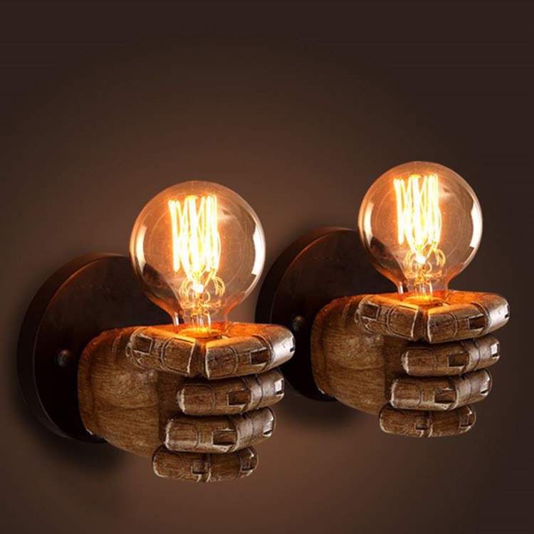 E27 Retro Style Fist Shape Wall Light Holder Resin Lamp Dinning Hall