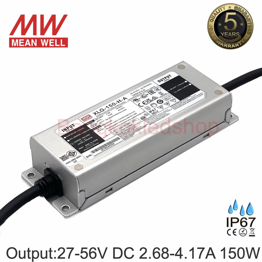 XLG-150-H-A LED DRIVER 2.68~4.17AMP 27~56VDC  150W LED DRIVER ยี่ห้อมินเวล แอลอีดีไดรเวอร์  IP67 รุ่