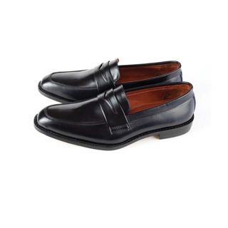 All-Black "JAMES" - The Classic Penny Loafers : รองเท้าโลฟเฟอร์ รองเท้าหนังแบบสวม รองเท้าทำงาน สวมใส่สบาย