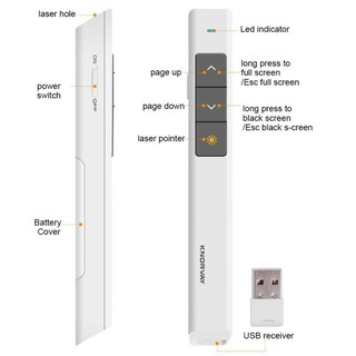 KNORVAY Wireless Presenter With Laser Pointer N26C รีโมทพรีเซนต์ไร้สายพร้อมเลเซอร์ เห็นได้ชัดในระยะไกล และลำแสงไม่แตก