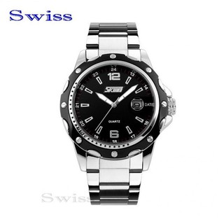 Swiss นาฬิกาข้อมือ นาฬิกาข้อมือสำหรับผู้ชาย No.0110 - Silver Black