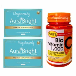 Aura Bright Super Vitamin + Aura Bio Vitamin C 1,000 mg. ลดสิวผิวใส สุขภาพดี มีออร่า#95