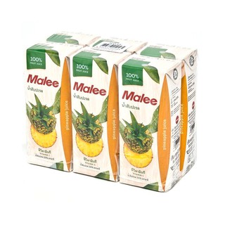 มาลี น้ำสับปะรด 100% 200 มล. แพ็ค 6 กล่อง Malee 100% Pineapple Juice 200 ml. Pack 6