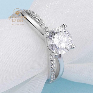 Moissanite 1กะรัต แหวนของขวัญ แหวนเงินแท้ 925โมอีส