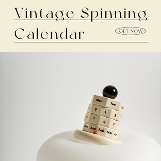 (𝗽𝗿𝗲-𝗼𝗿𝗱𝗲𝗿)🥨ปฎิทินตั้งโต๊ะสไตล์นอร์ดิกไม้ mdf Vintage spinning celender